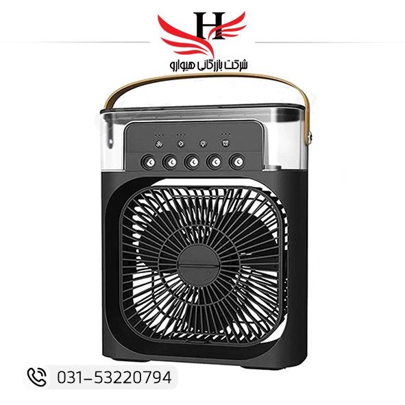 پنکه مه‌پاش AIR COOLER FAN با قابلیت پاشش ریزمه، خنک‌کنندگی مؤثر و طراحی قابل‌حمل؛ مناسب اتاق، میز کار و استفاده در روزهای گرم